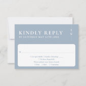 Dusty Blue Moderne Minimalistische Monogram Huweli RSVP Kaartje (Voorkant)
