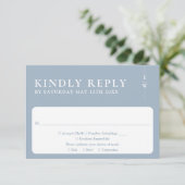 Dusty Blue Moderne Minimalistische Monogram Huweli RSVP Kaartje (Staand voorkant)
