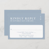 Dusty Blue Moderne Minimalistische Monogram Huweli RSVP Kaartje (Voorkant / Achterkant)
