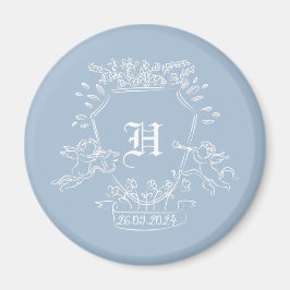 Dusty Blue Monogram Baby shower Favor Magneet