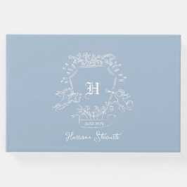 Dusty Blue Monogram Baby shower Gastenboek