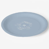 Dusty Blue Monogram-Baby shower Papieren Bordje (Gekanteld)