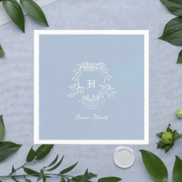 Dusty Blue Monogram Baby showers servetten