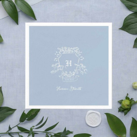 Dusty Blue Monogram Baby showers servetten
