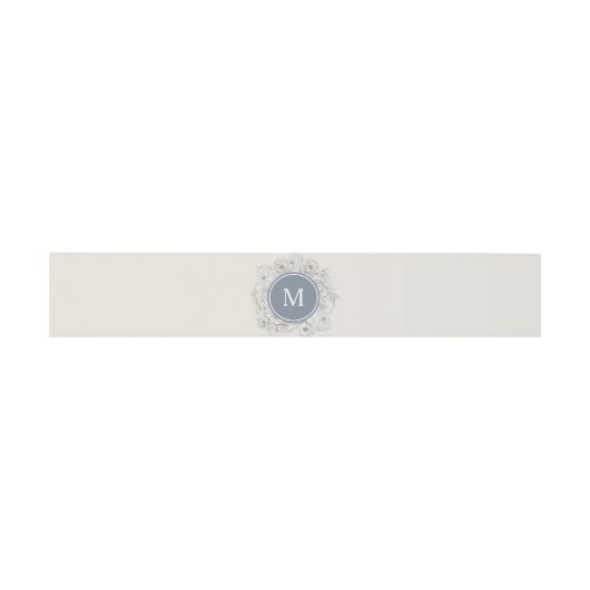 Dusty Blue  Monogram Belly Band Uitnodigingen Wikkel (Vlak)