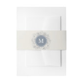 Dusty Blue  Monogram Belly Band Uitnodigingen Wikkel (Voorkant Voorbeeld)
