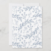 Dusty Blue Monogram Bloemen bruiloft uitnodiging (Achterkant)
