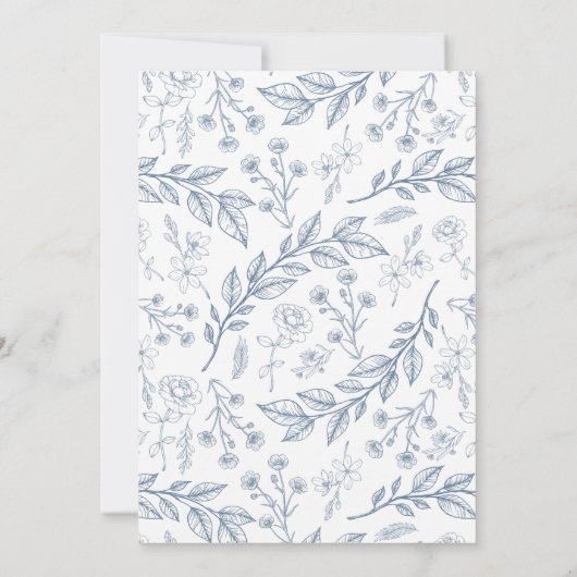 Dusty Blue Monogram Bloemen bruiloft uitnodiging (Achterkant)