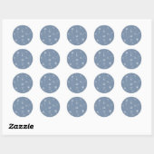 Dusty Blue Monogram Bloemen Trouwen Ronde Sticker (Vel)