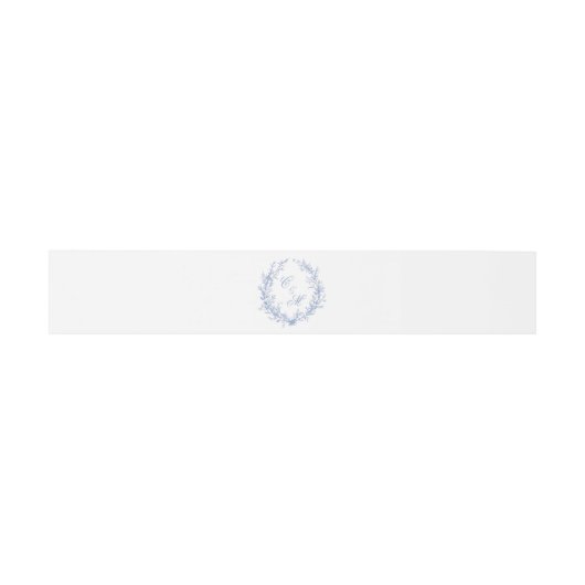 Dusty Blue Monogram Botanische Krans Trouwen Uitnodigingen Wikkel (Vlak)