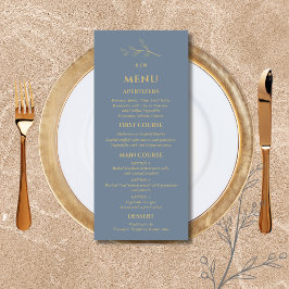 Dusty Blue Monogram Botanische Minimalistische Huw Menu