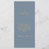 Dusty Blue Monogram Botanische Minimalistische Huw Menu (Achterkant)