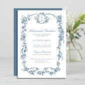 Dusty Blue Monogram Bruidsmeisjes Luncheon Kaart