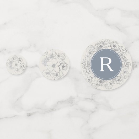 Dusty Blue Monogram bruiloft Confetti (Voorkanten)