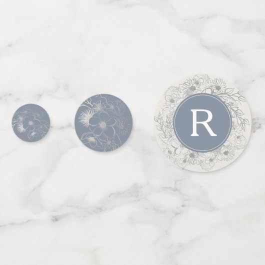 Dusty Blue Monogram bruiloft Confetti (Achterkanten)