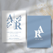 Dusty Blue Monogram bruiloft uitnodiging