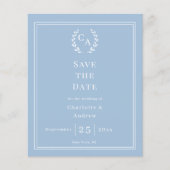 Dusty blue monogram budget wedding Save the Date Flyer (Voorkant)
