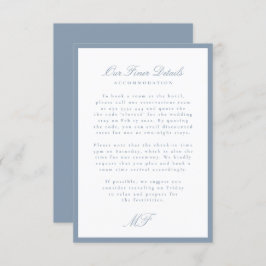 Dusty Blue Monogram Classic Wedding Details Info Informatiekaartje
