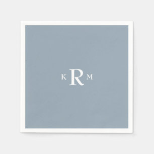 Dusty Blue Monogram Cocktail Napkins Servet