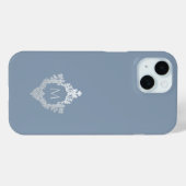 Dusty Blue Monogram Crest Elegant  Grijs Case-Mate iPhone Case (Achterkant (horizontaal))