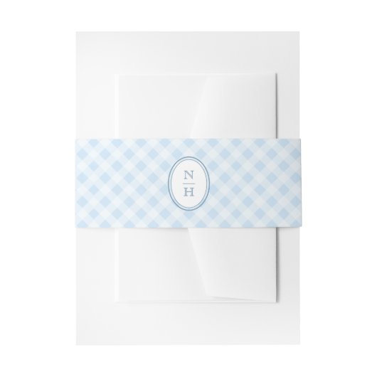 Dusty Blue Monogram Crest Wedding Invitation Belly Uitnodigingen Wikkel (Voorkant Voorbeeld)
