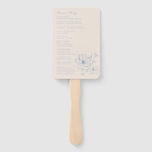 Dusty Blue Monogram Crest Wedding Program Hand Fan Handwaaier (Achterkant)
