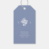 Dusty Blue Monogram Dank u Trouwcadeau Label Cadeaulabel (Voorkant)