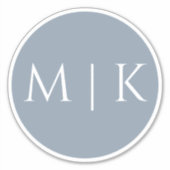 Dusty Blue Monogram Elegante Eenvoudige Minimale H Sticker (Voorkant)