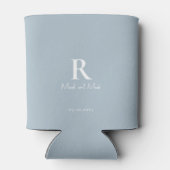 Dusty Blue & Monogram en Couple Names Wedding Blikjeskoeler (Achterkant)