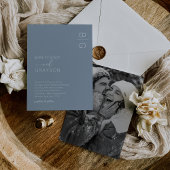 Dusty Blue Monogram Foto Weddenschap Kaart
