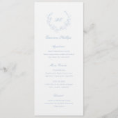 Dusty Blue Monogram Gastnaam Elegant Wedding Menu (Voorkant)