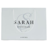Dusty Blue Monogram Gepersonaliseerde bruidsmeisje Groot Cadeauzakje (Voorkant)