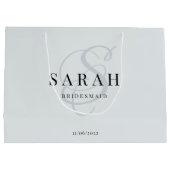 Dusty Blue Monogram Gepersonaliseerde bruidsmeisje Groot Cadeauzakje (Achterkant)