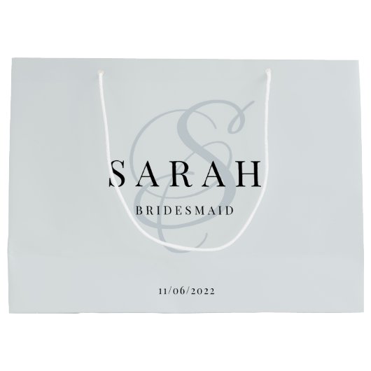 Dusty Blue Monogram Gepersonaliseerde bruidsmeisje Groot Cadeauzakje (Achterkant)