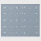 Dusty Blue Monogram Initial Minimal Trendy Wedding Cadeaupapier (Vlak)