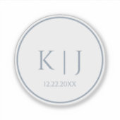 Dusty Blue Monogram Initial Minimal Trendy Wedding Sticker (Voorkant)
