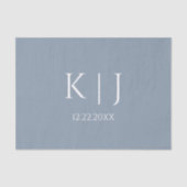 Dusty Blue Monogram Initial Minimal Trendy Wedding Tissuepapier (Voorkant)