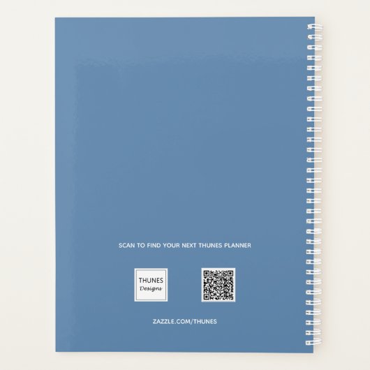 Dusty blue monogram initialen 2026 planner (Achterkant)