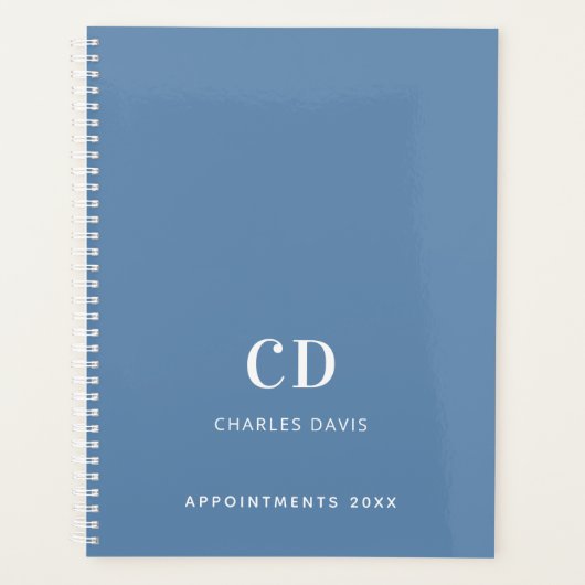 Dusty blue monogram initialen 2026 planner (Voorkant)
