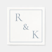 Dusty Blue Monogram Initialen Letter Wedding 2025 Servet (Voorkant)