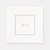 Dusty Blue Monogram Initialen Modern Wedding Servet (Voorkant)