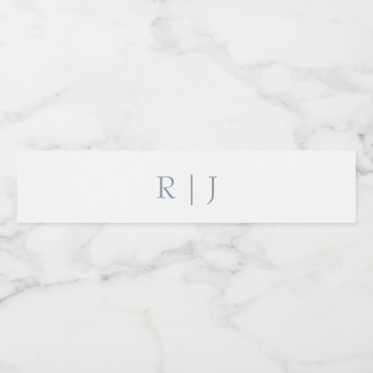 Dusty Blue Monogram Initialen Modern Wedding Waterfles Etiket (Enkel label)