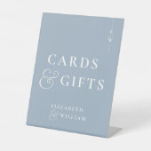 Dusty Blue Monogram Kaarten en geschenken Reclamebord Met Voetstuk (Voorkant)