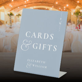 Dusty Blue Monogram Kaarten en geschenken Reclamebord Met Voetstuk