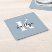 Dusty Blue-monogram Kartonnen Onderzetters (Schuin)