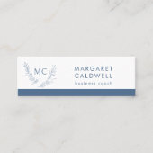 Dusty Blue Monogram Krans Mini Visitekaartje (Voorkant)