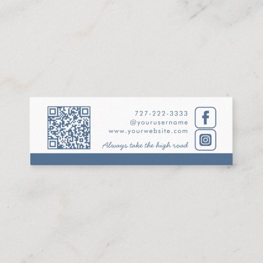 Dusty Blue Monogram Krans Mini Visitekaartje (Achterkant)