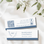 Dusty Blue Monogram Krans Mini Visitekaartje