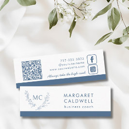 Dusty Blue Monogram Krans Mini Visitekaartje