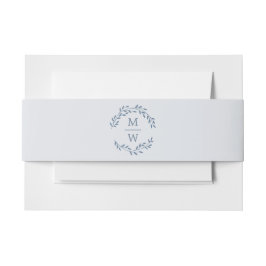 Dusty Blue Monogram Krans Trouwen Uitnodigingen Wikkel